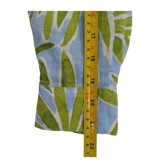 Sigrid Olsen 100% Linen Button-Down Shirt With Green & Blue Leaf Print, Womens M - Picture 7 of 8